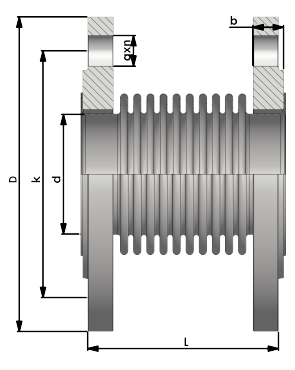 Expansion Joints with Fixed and Floating Flanges Technical Drawing